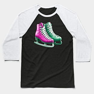 Pink Blue Ice Skating Boots Baseball T-Shirt